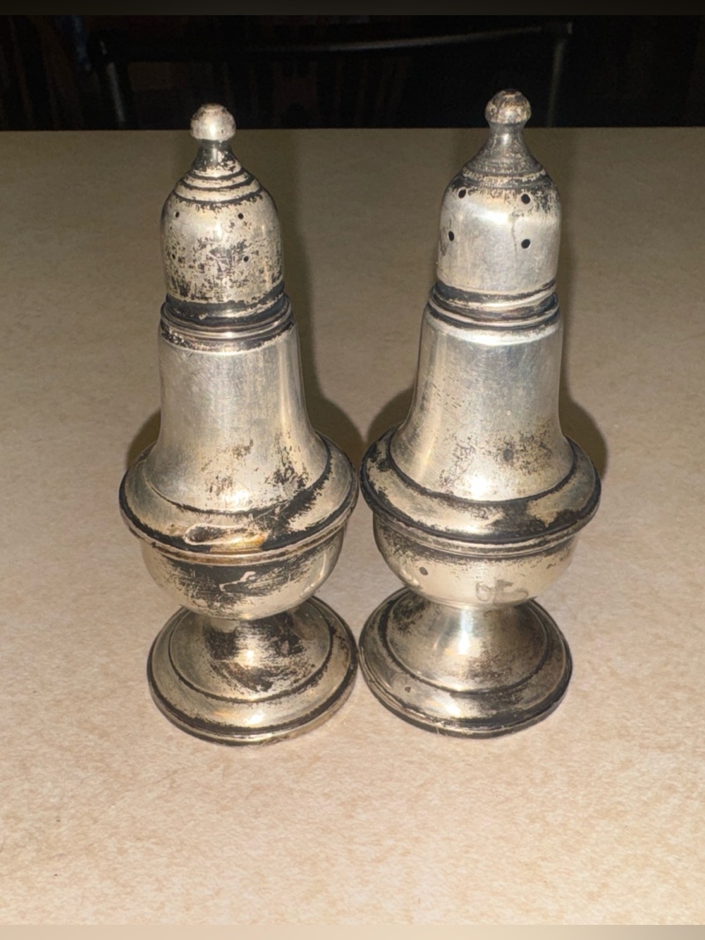 Vintage silver salt and pepper shakers